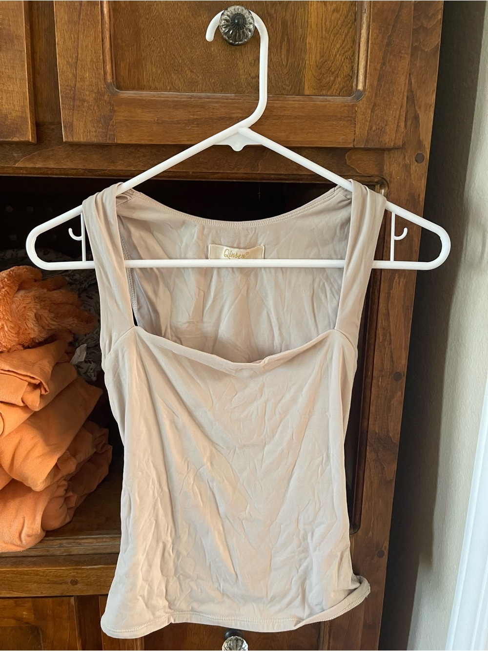 Neutral Beige Sleeveless Tank Top
